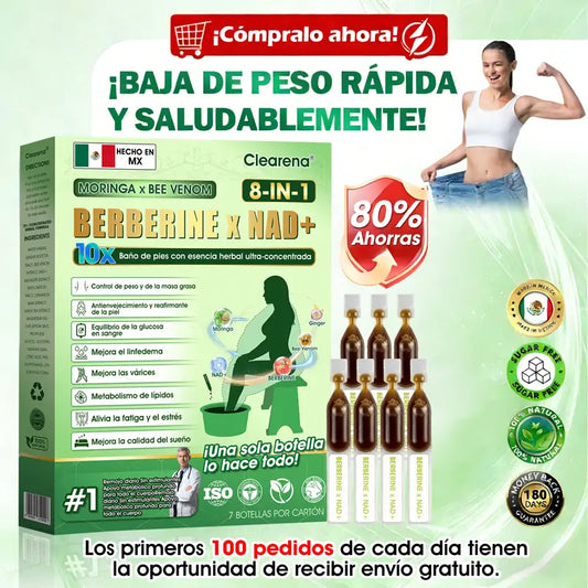 𝐓𝐢𝐞𝐧𝐝𝐚 𝐎𝐟𝐢𝐜𝐢𝐚𝐥 𝐌é𝐱𝐢𝐜𝐨 🇲🇽 | 🧑‍⚕️ 𝐂𝐥𝐞𝐚𝐫𝐞𝐧𝐚® Esencia Herbal 8-en-1 Ultra Concentrada (10×) con Moringa · Veneno de Abeja · Berberina × NAD+ para Baño de Pies — 𝐔𝐧𝐚 𝐯𝐞𝐳 𝐚𝐥 día, 𝐫𝐞𝐬𝐮𝐥𝐭𝐚𝐝𝐨𝐬 𝐯𝐢𝐬𝐢𝐛𝐥𝐞𝐬 𝐞𝐧 𝟕 días